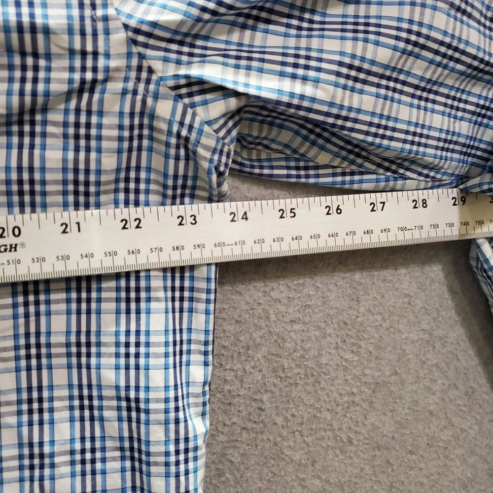 Banana‎ Republic Men Button Up Shirt XL Blue Plaid Long Sleeve Tailored Slim Fit
